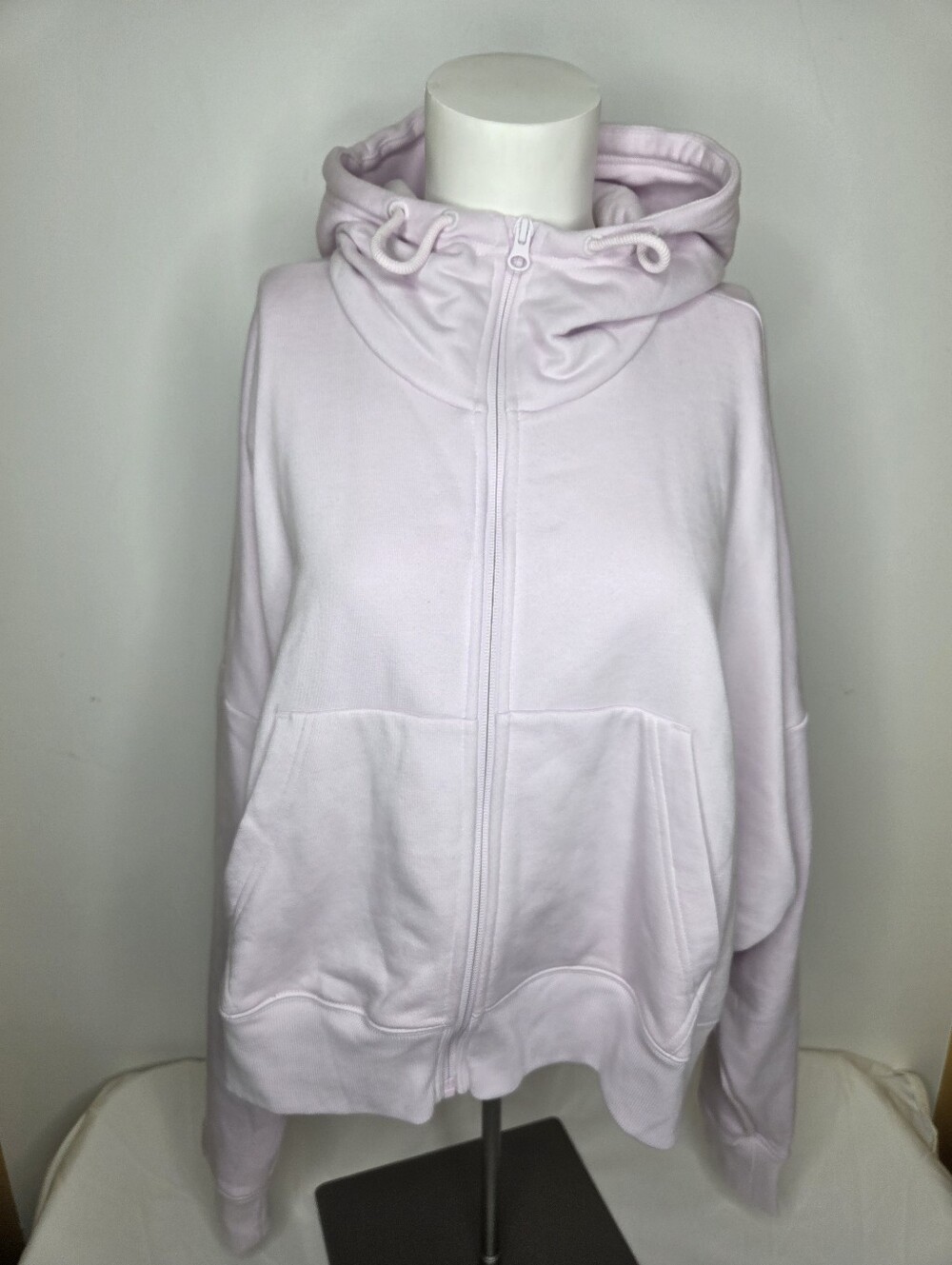 adidas Size M Light Pink Full-Zip Overaized Hooded Sweatshirt For JoWomen
